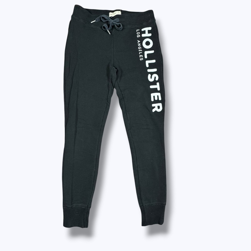 Vintage Y2K Hollister Sweatpants 2000s Embroidered Logo Black Small Mallcore